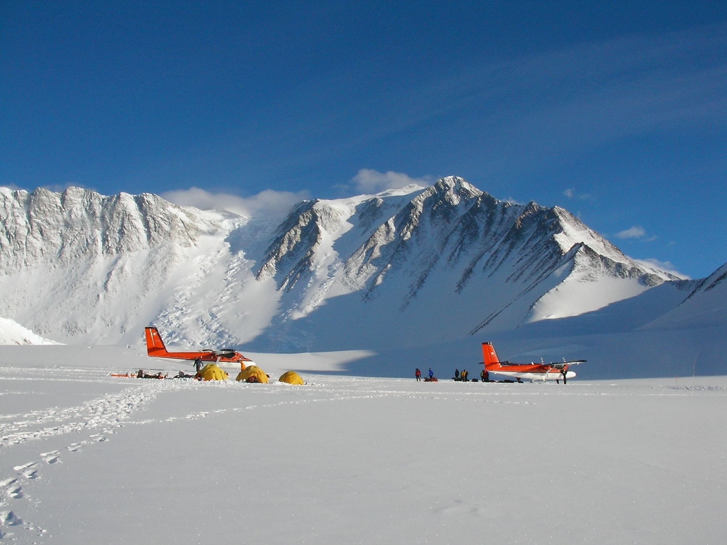 Ski planes at Vinson base camp Antarctica