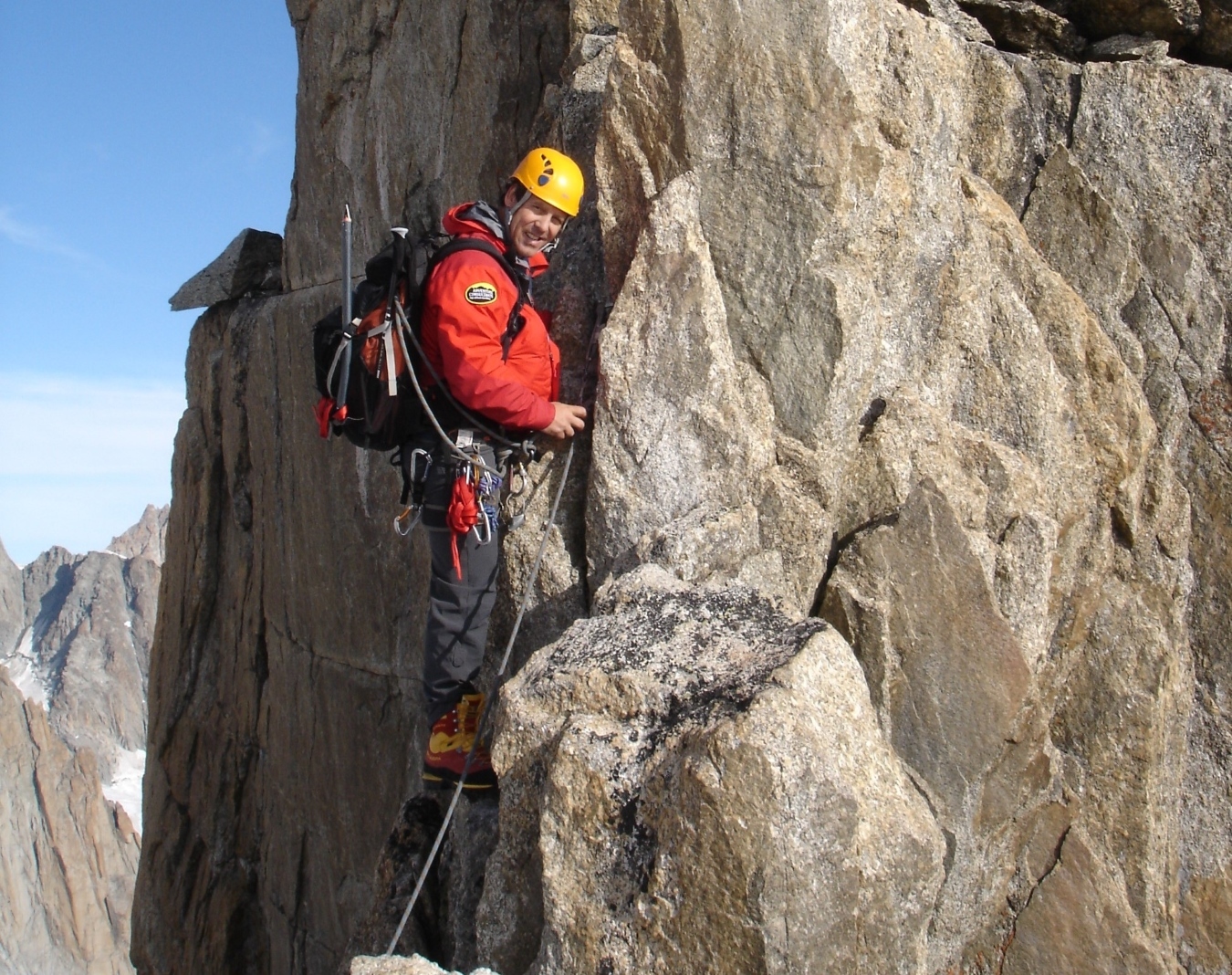 Climbing Route d'Entreves in the European Alps