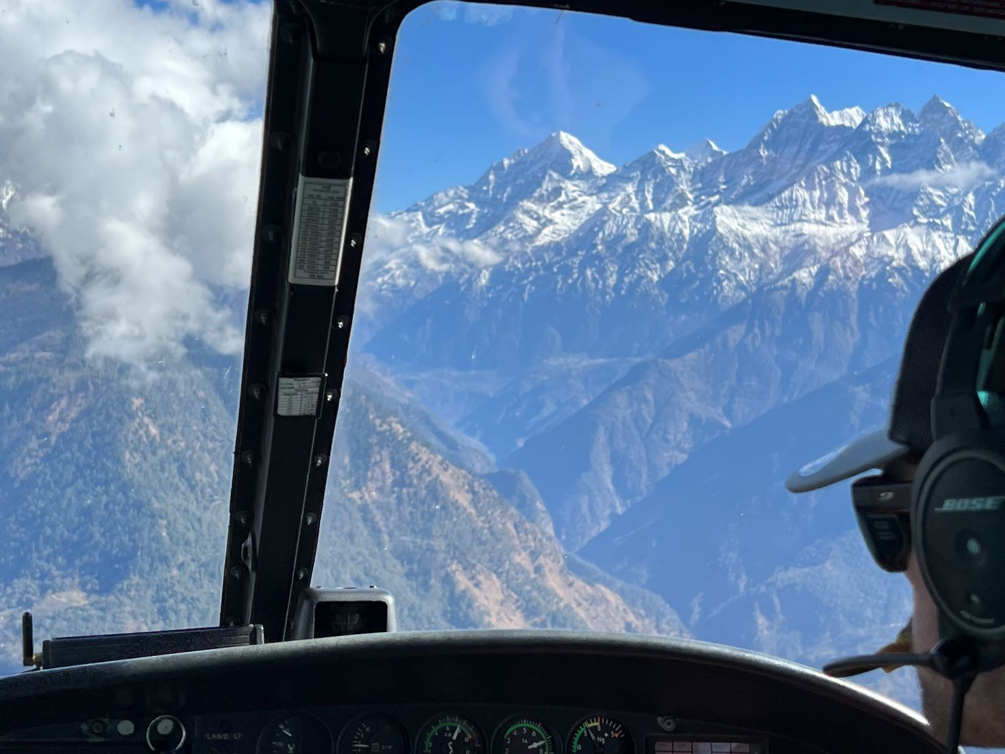 The Khumbu peaks first come in to view on the helicopter flight to Lukla from Kathmandu
