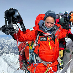 Lisa Jelly on the summit of Mount Everest.