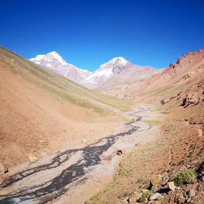 View towards Aconcagua from the Vacas Valley