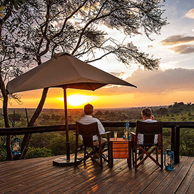 Enjoying an African sunset from the deck at Serengeti Migration Camp.