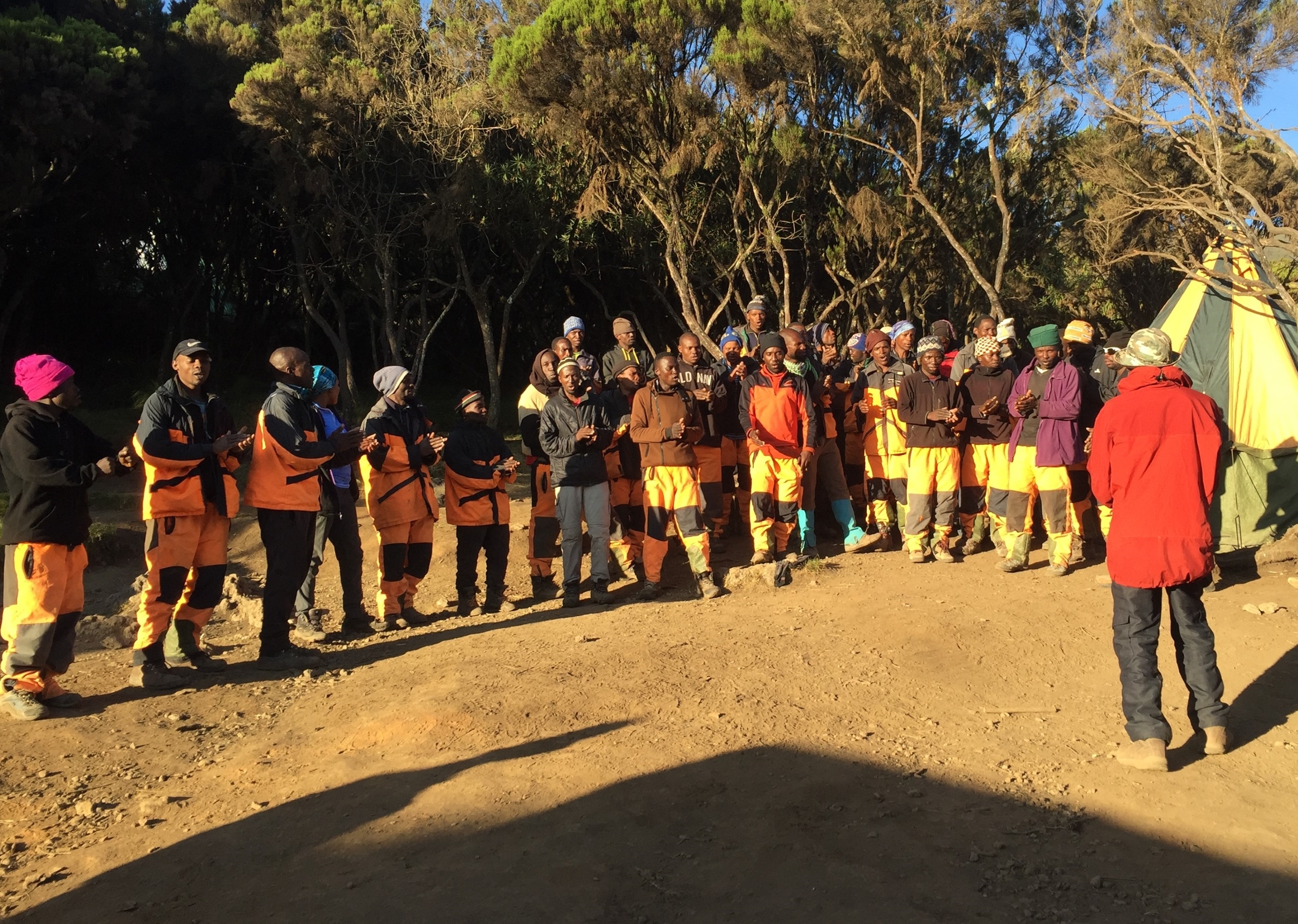 Tanzanian porters and trekking staff on Kilimanjaro