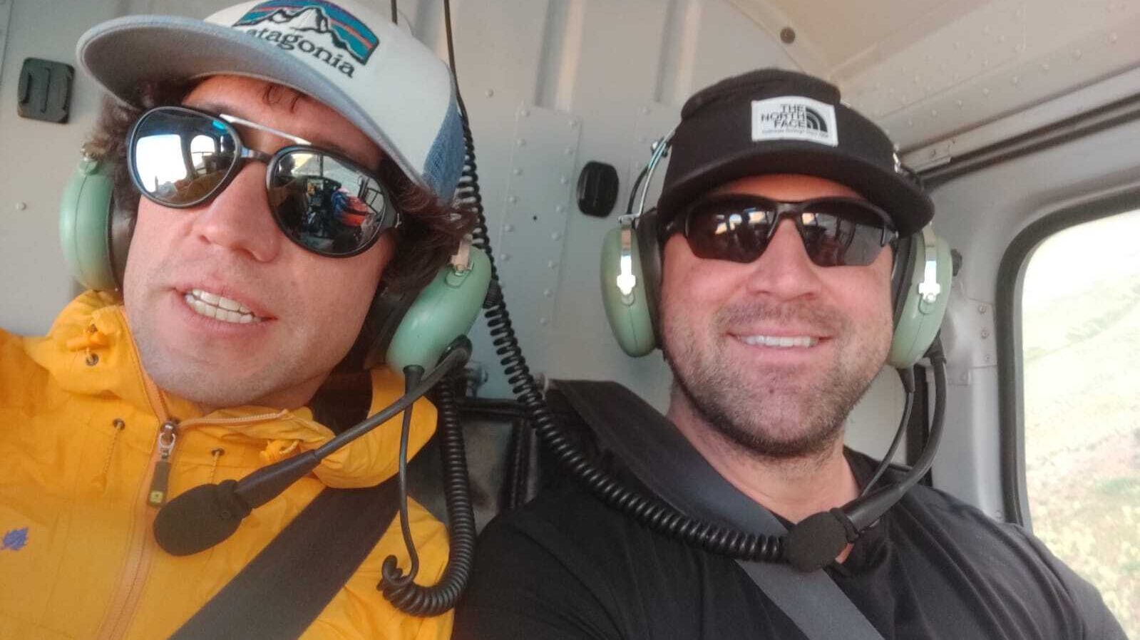 All smiles on the Heli to Base Camp