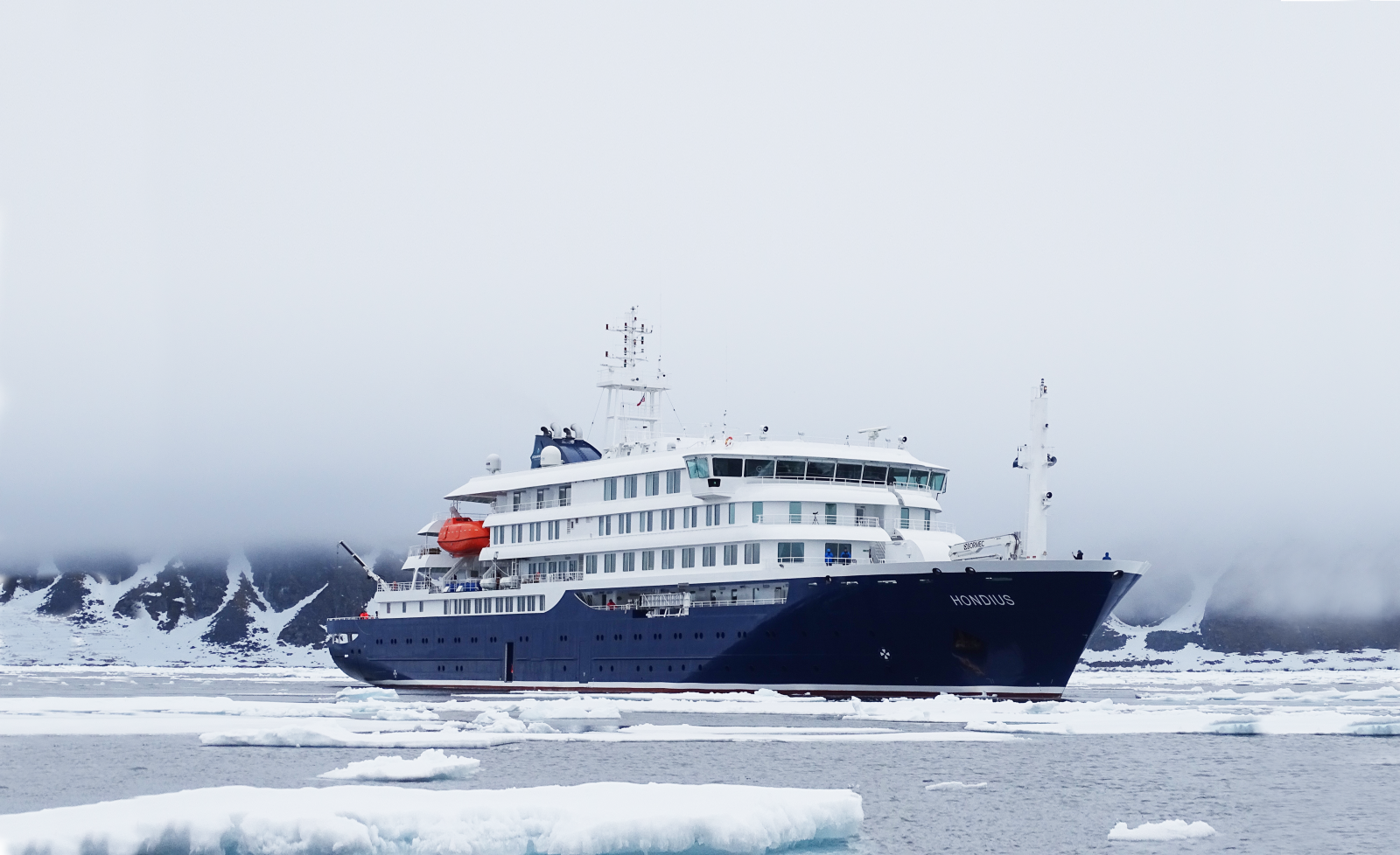 The M/V Honius, purpose built for Antarctic expeditioning