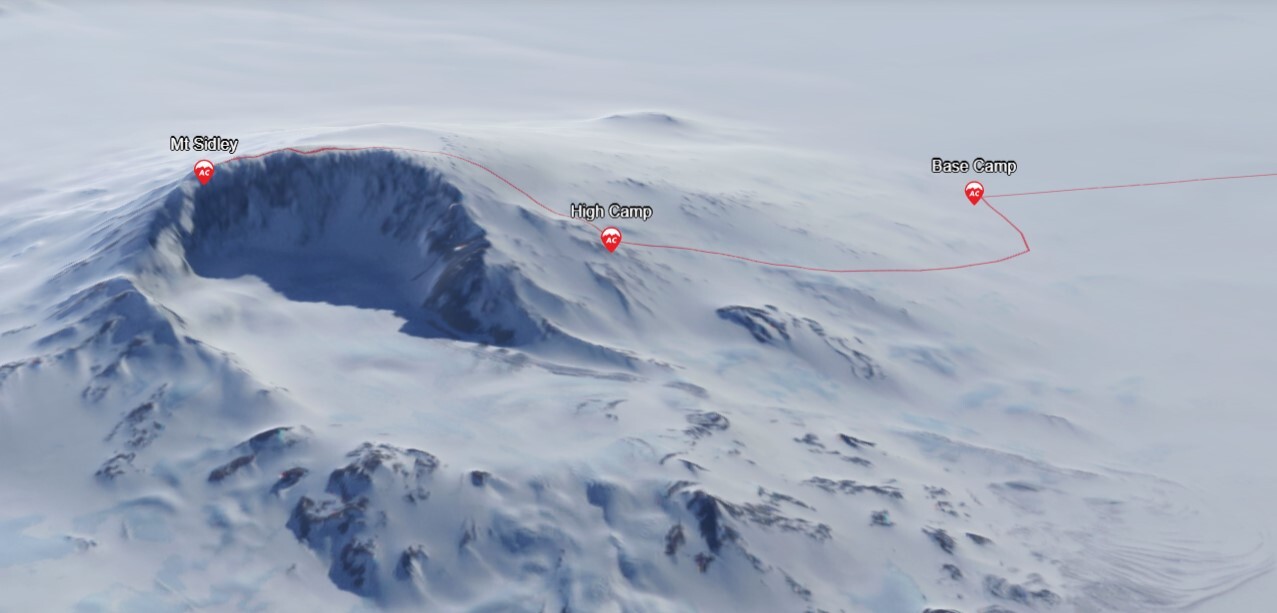 Map of Mt Sidley, Antarctica