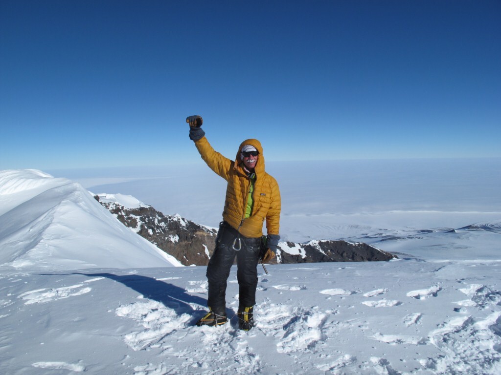 On the summit of Mt Sidley, highest volcano in Antarctica