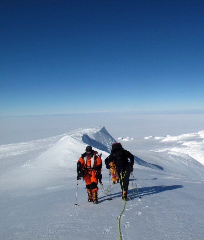 Two climbers on the Sidley Caldera
