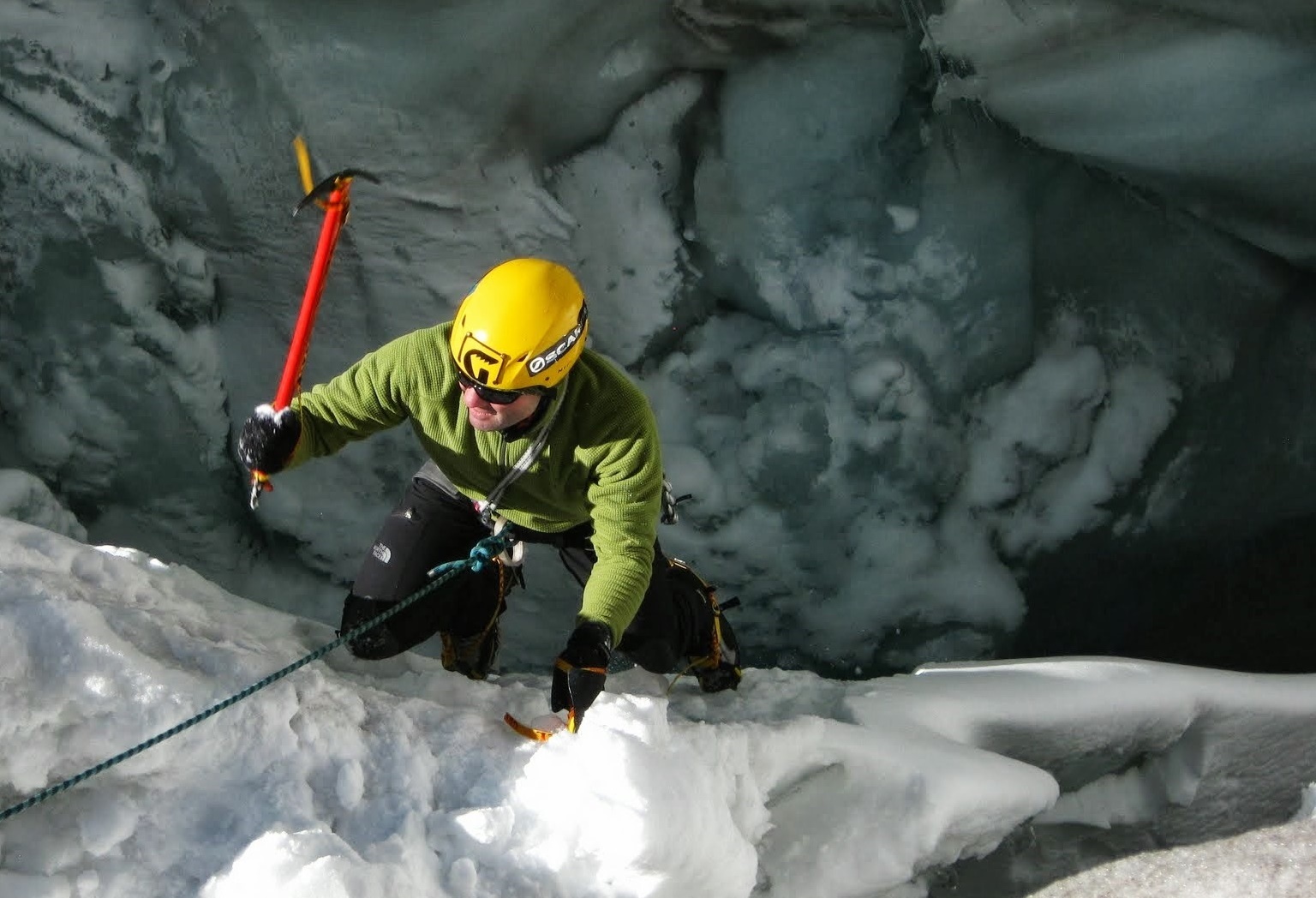 Honing your ice climbing skills on the climbing course