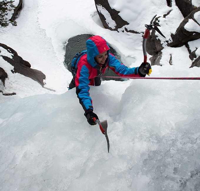 Climbing ice waterfalls in France