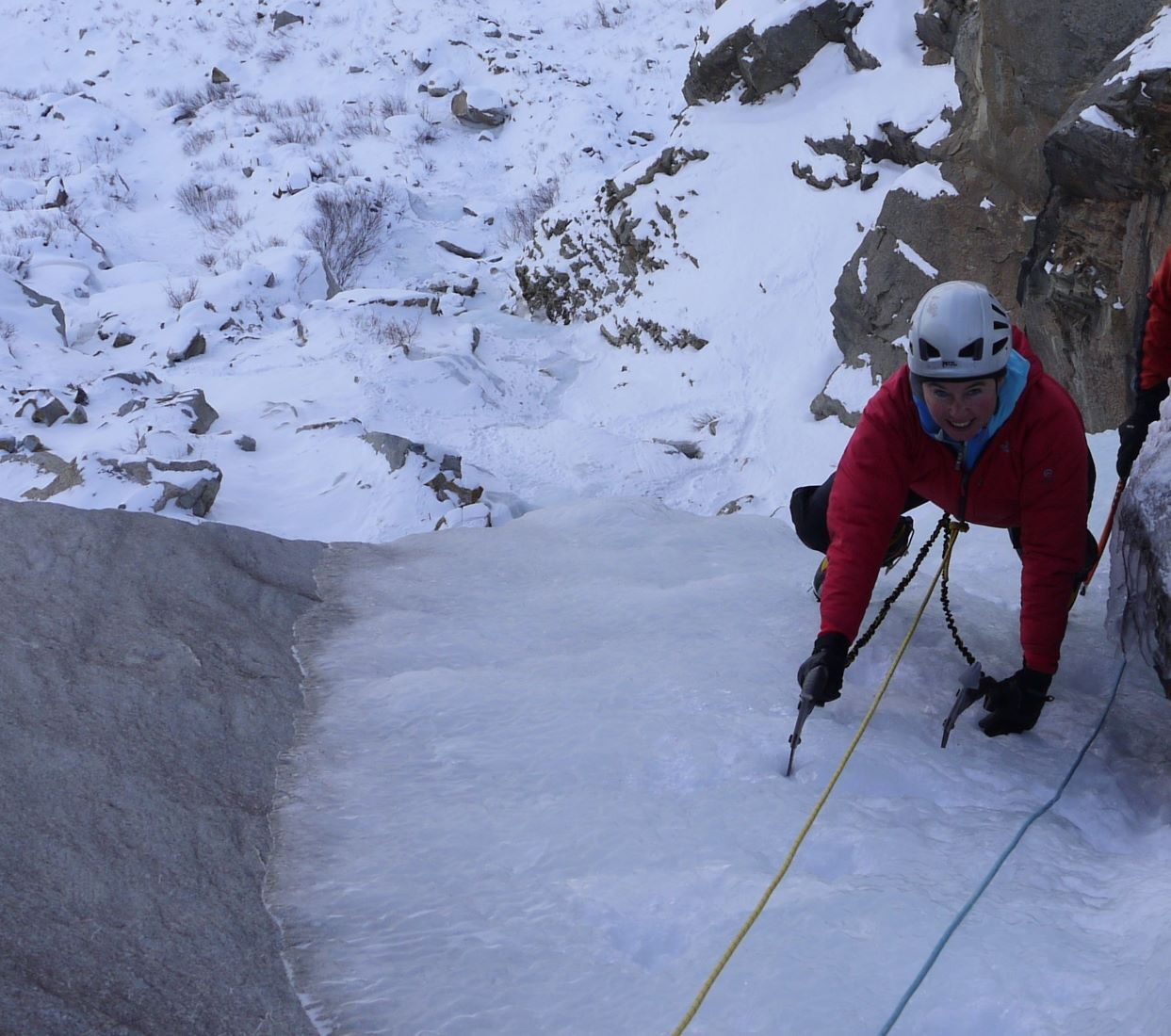 Ice climber in Cogne with big smile