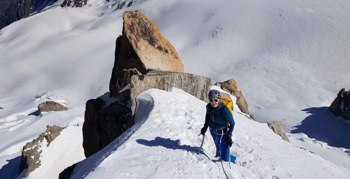 Perfect conditions climbing on the Aguille du Chardonnet