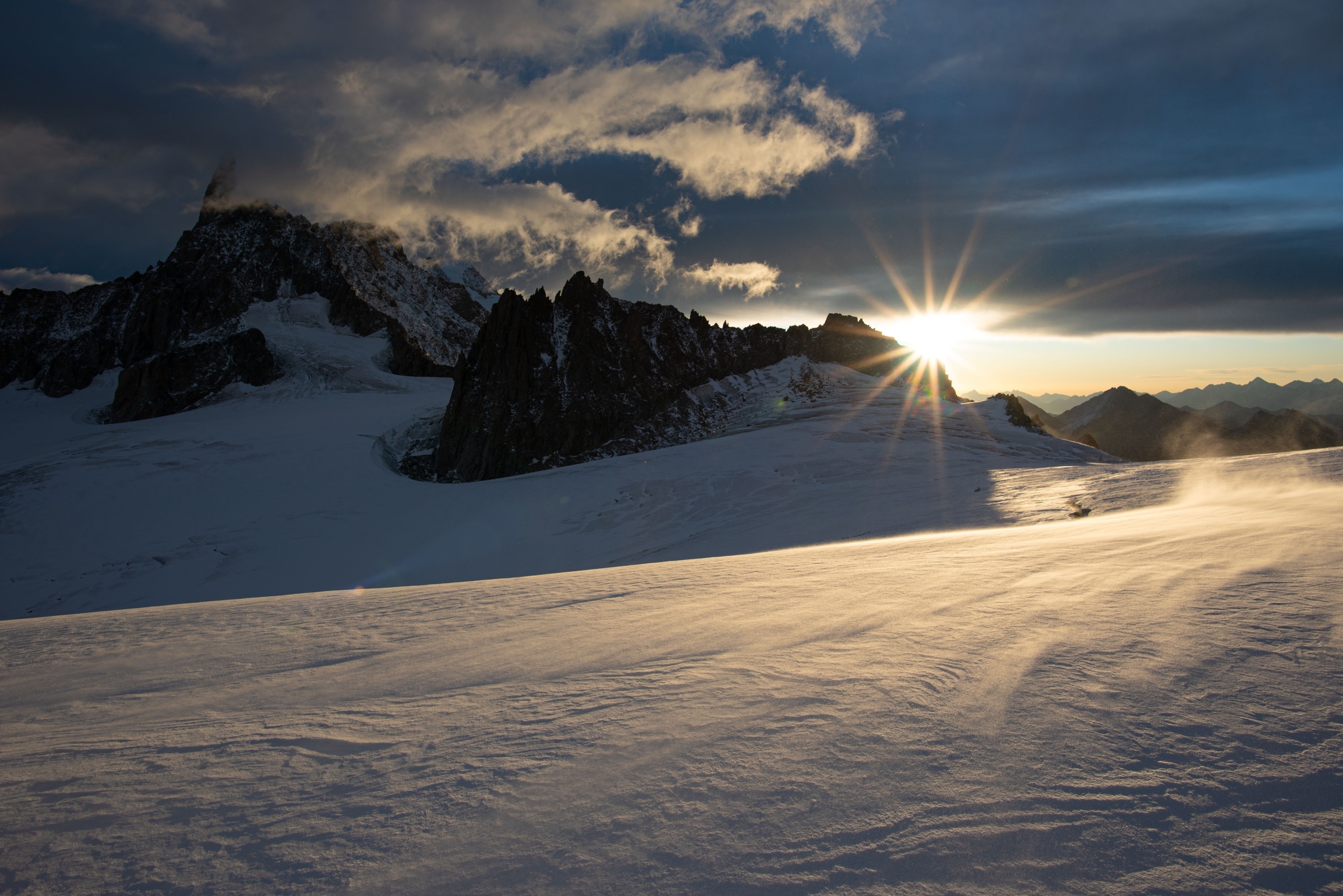 Near the famous Dent du Geant at sunrise