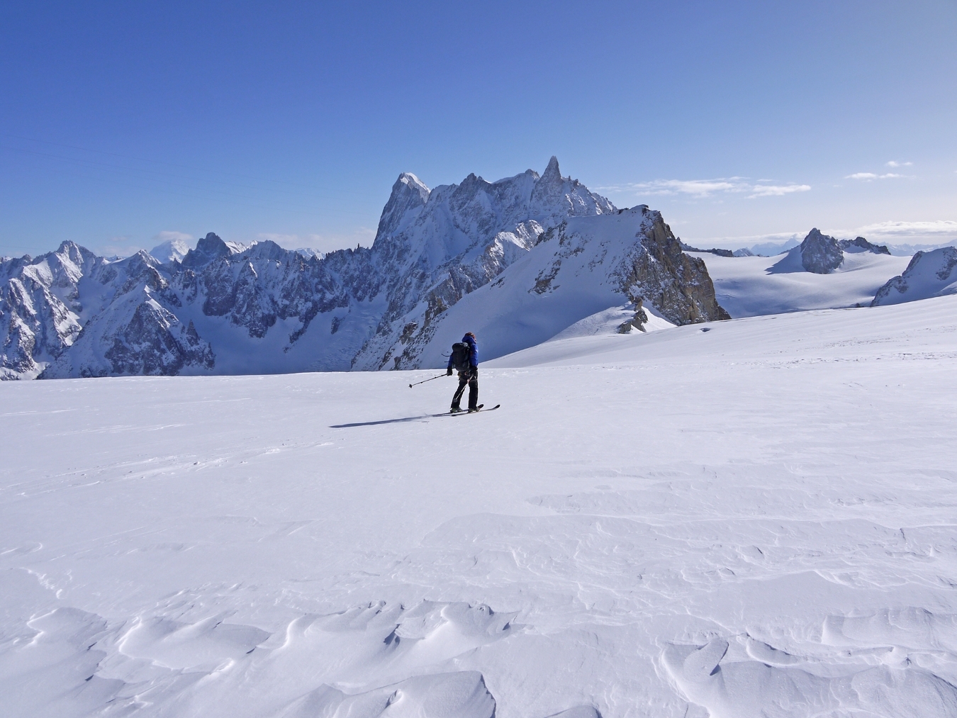 Skier on the Valle Blanche in Chamonix