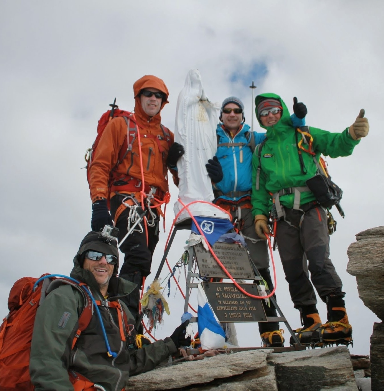 At the summit of Gran Paradiso, highest mountain in Italy