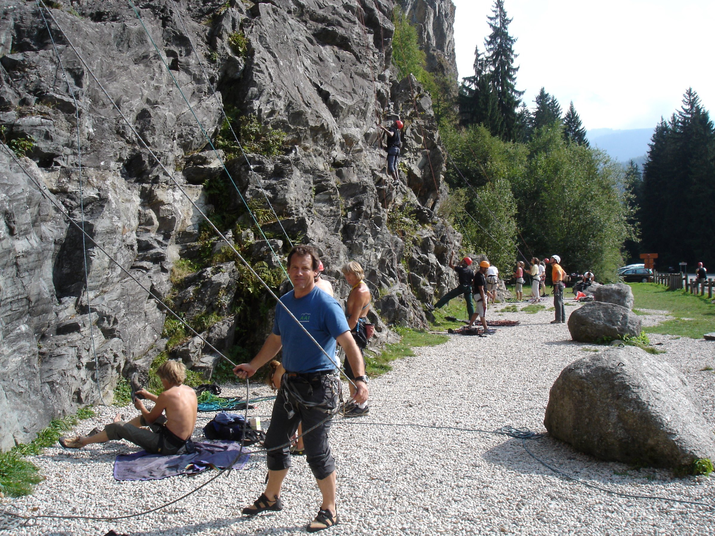 Rockclimbing at Gaillands in Chamonix Valley