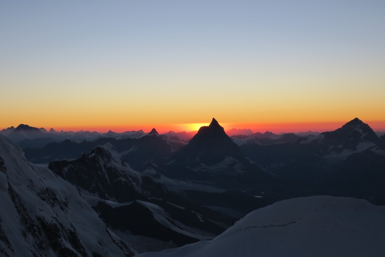 Views to Matterhorn, last sun rays of the day