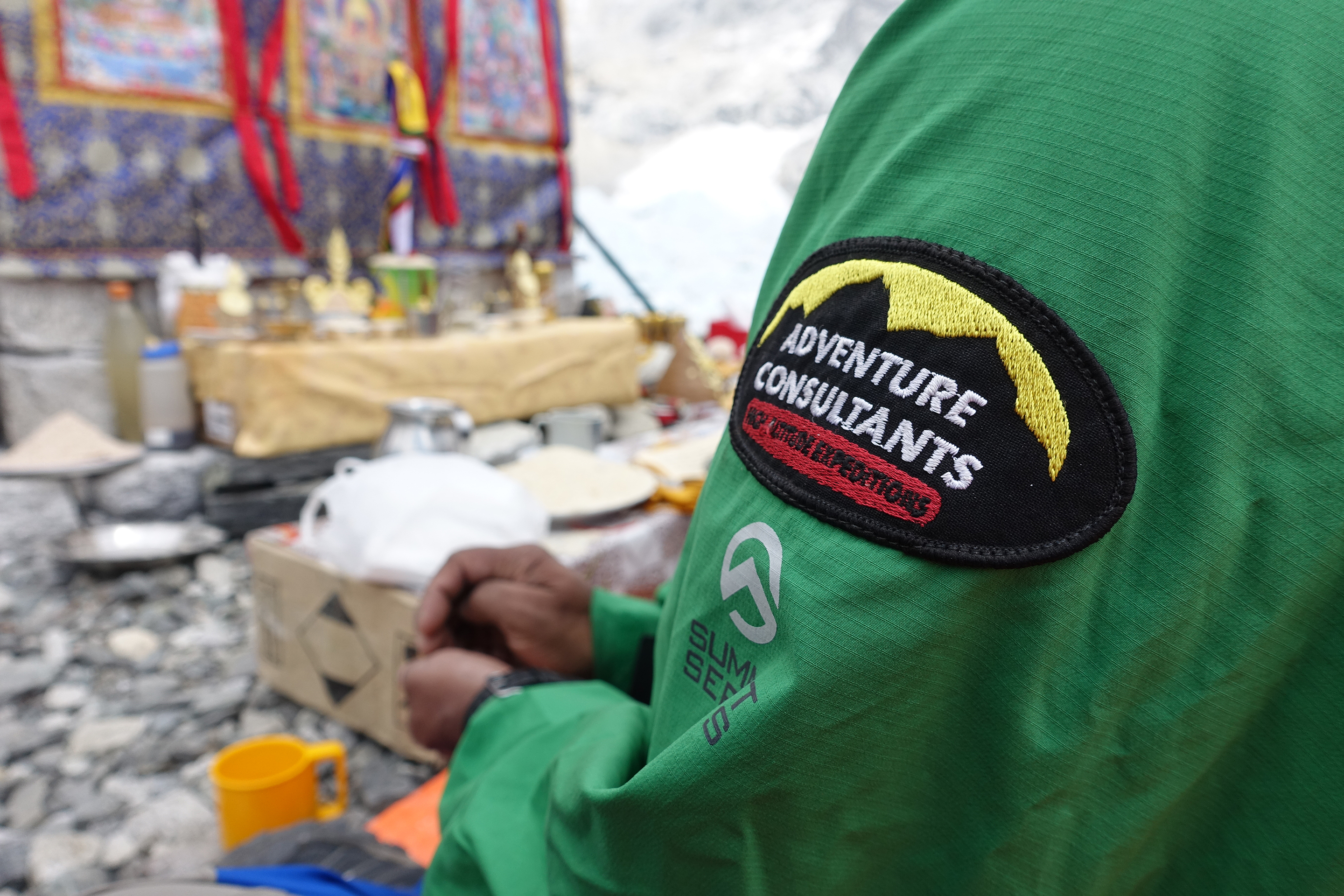 A chorten decorated for a puja ceremony at Everest Base Camp.