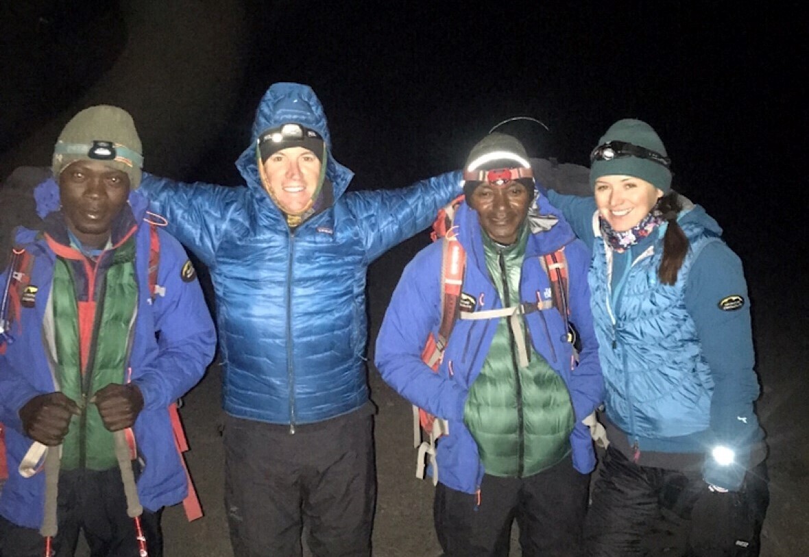 Bronwen taking an early start on Mount Kilimanjaro