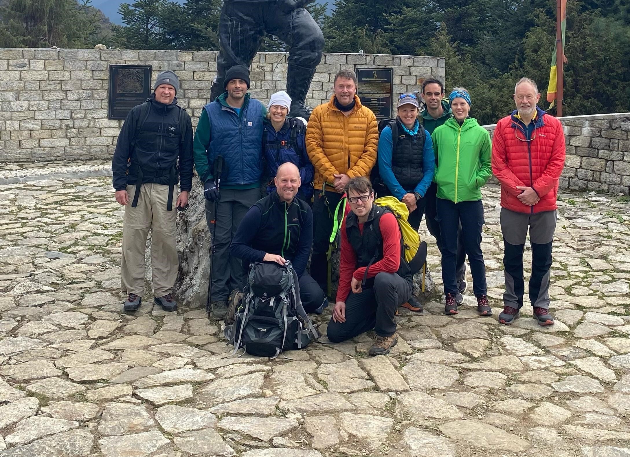 AC Guide Bronwen Waters with her team in Namche, Nepal