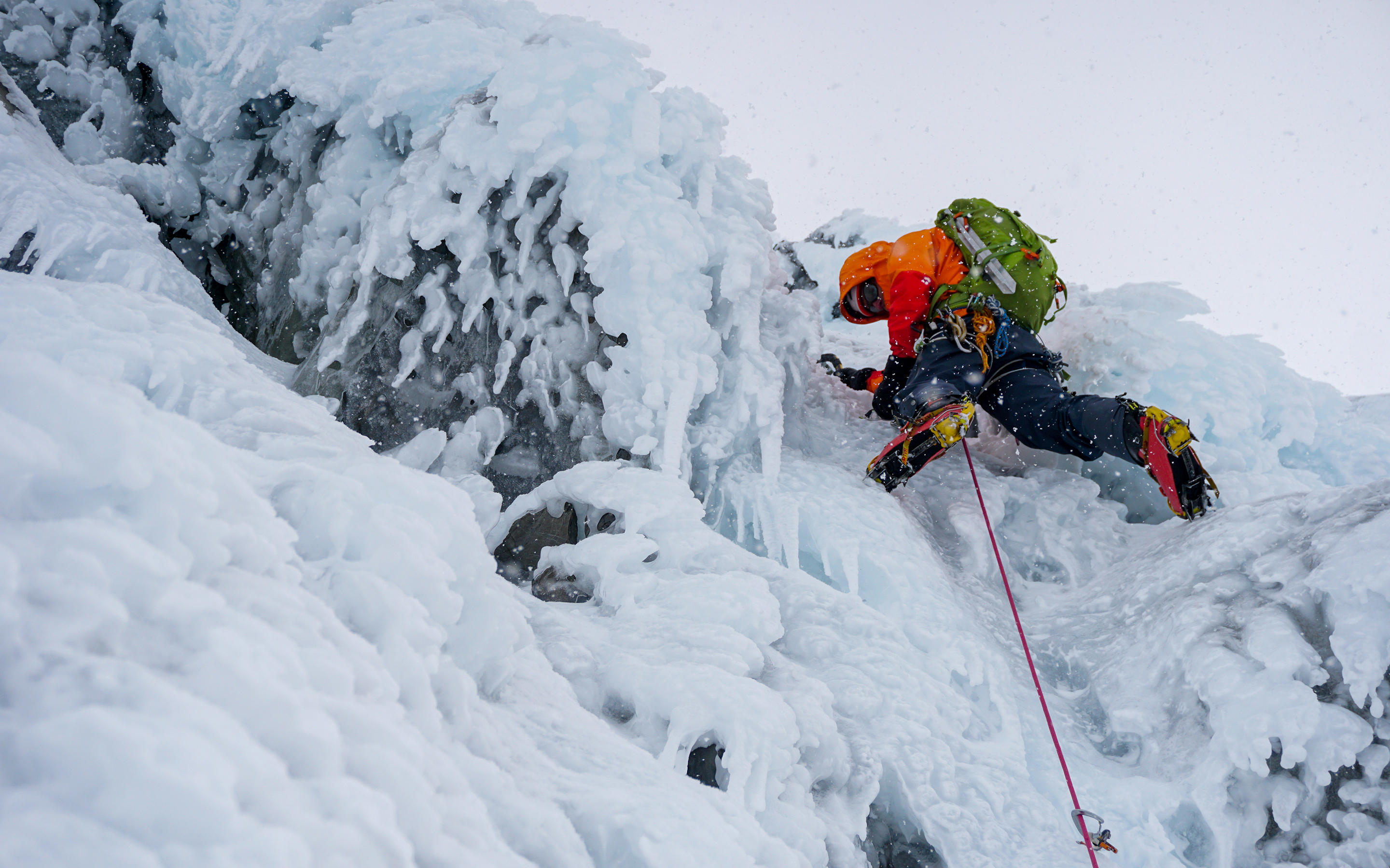 Ryan Colley, Adventure Consultants NZMGA Mountain and Ski Guide ice climbing.