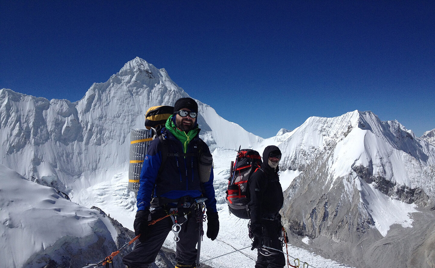 Climbing fixed lines on Cho Oyu, Tibet
