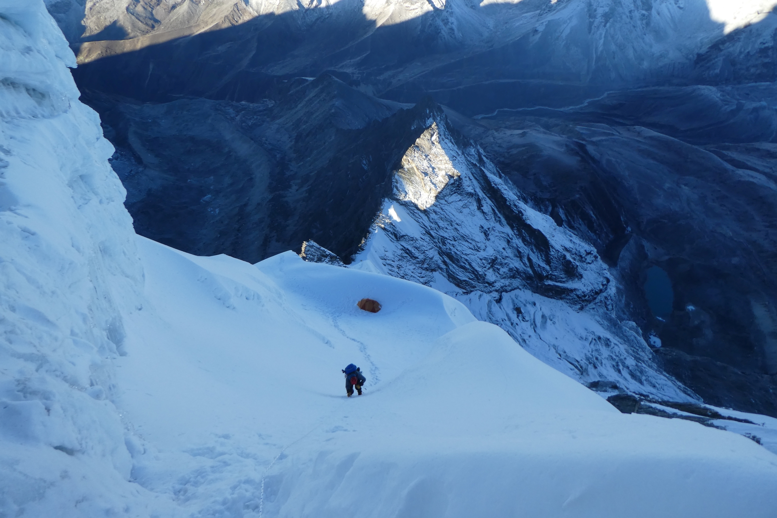 Looking down the slopes of Cholatse towards high camp.