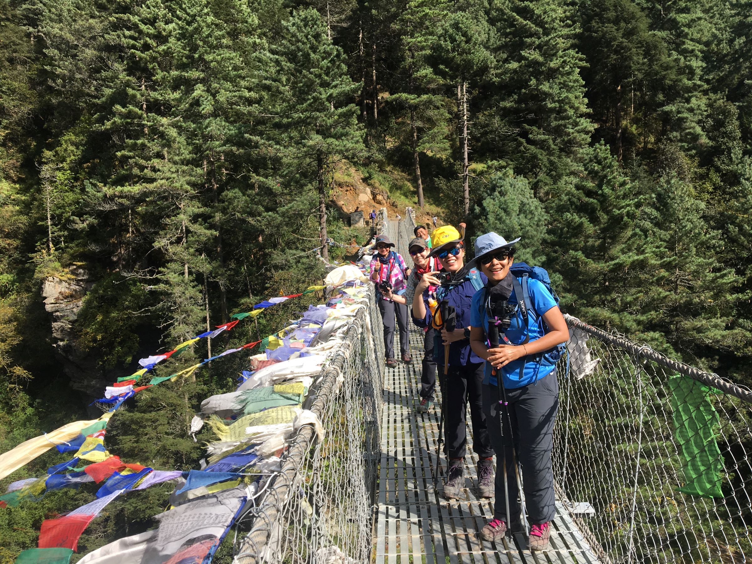 Crossing bridges on Everest Base Camp Luxury Trek