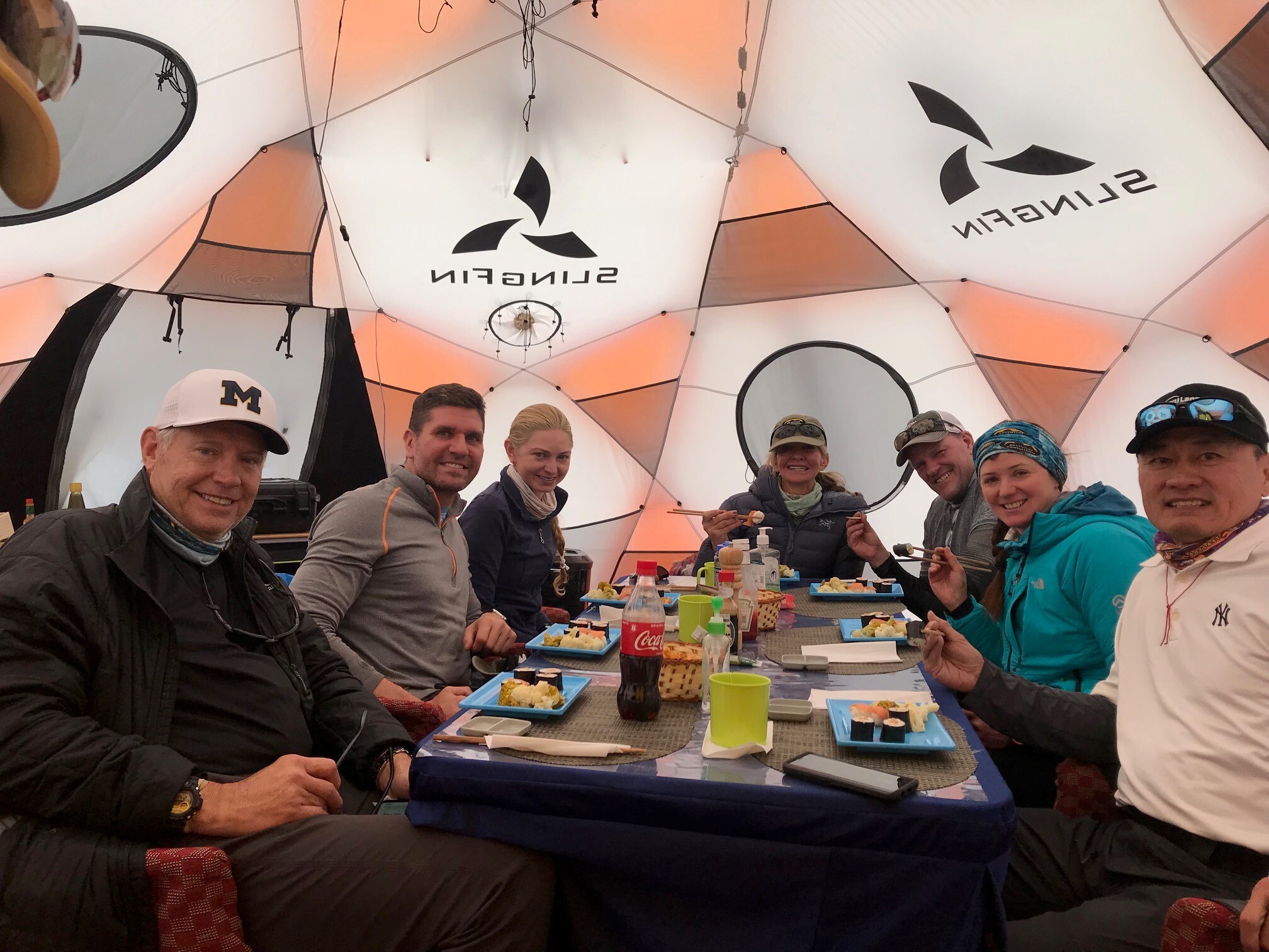 Dining together at Everest Base Camp