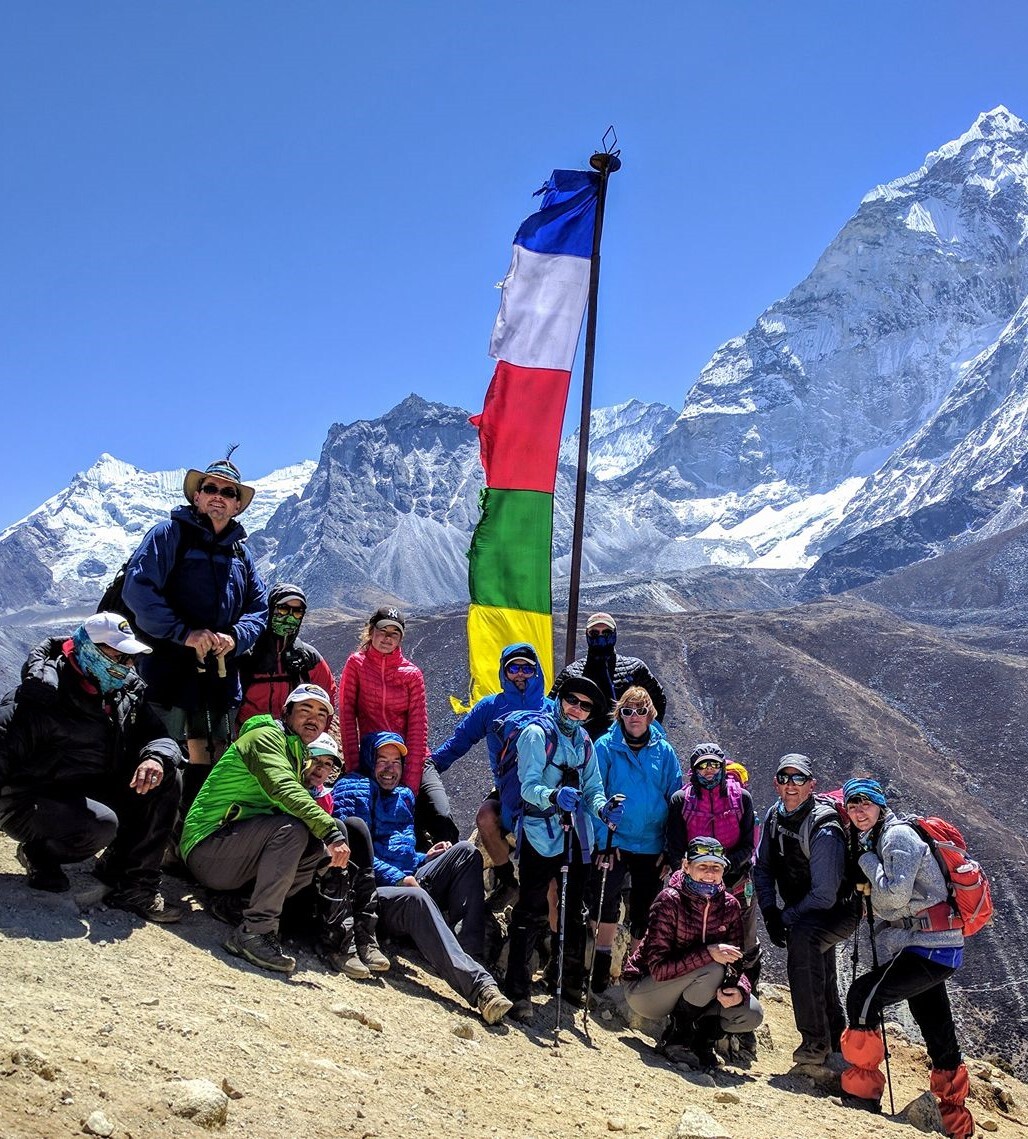 Reaching a high point above Dingboche on an acclimatisation hike