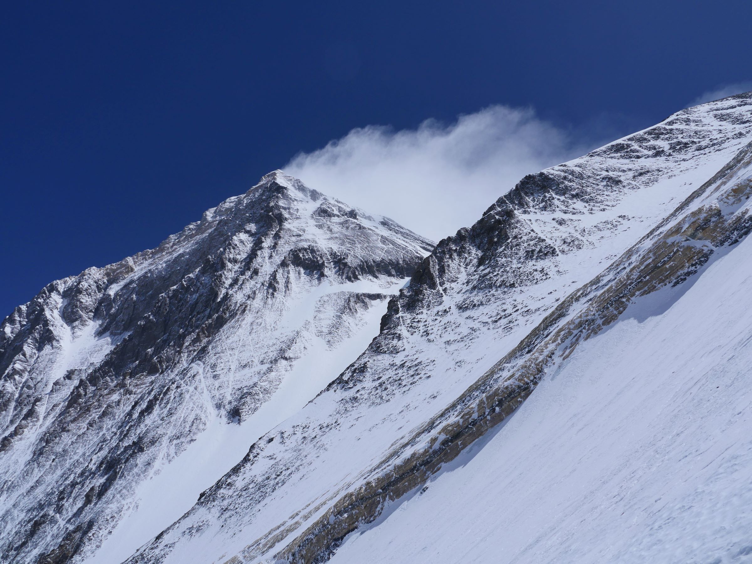 The route from yellow band towards Sth Col with Geneva spur between and Sth Summit Everest beyond