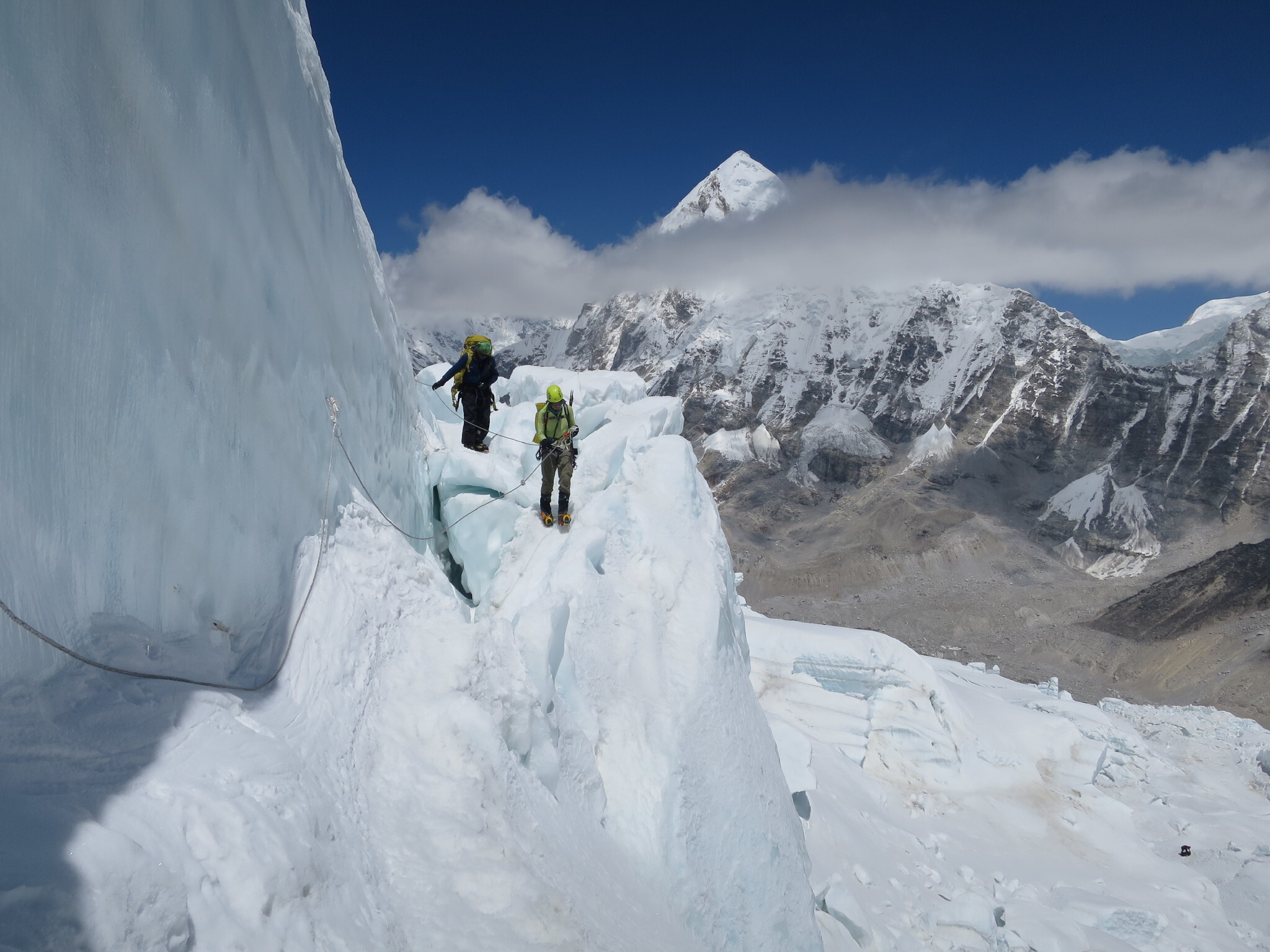 Climbing through the Khumbu glacier Mt Everest