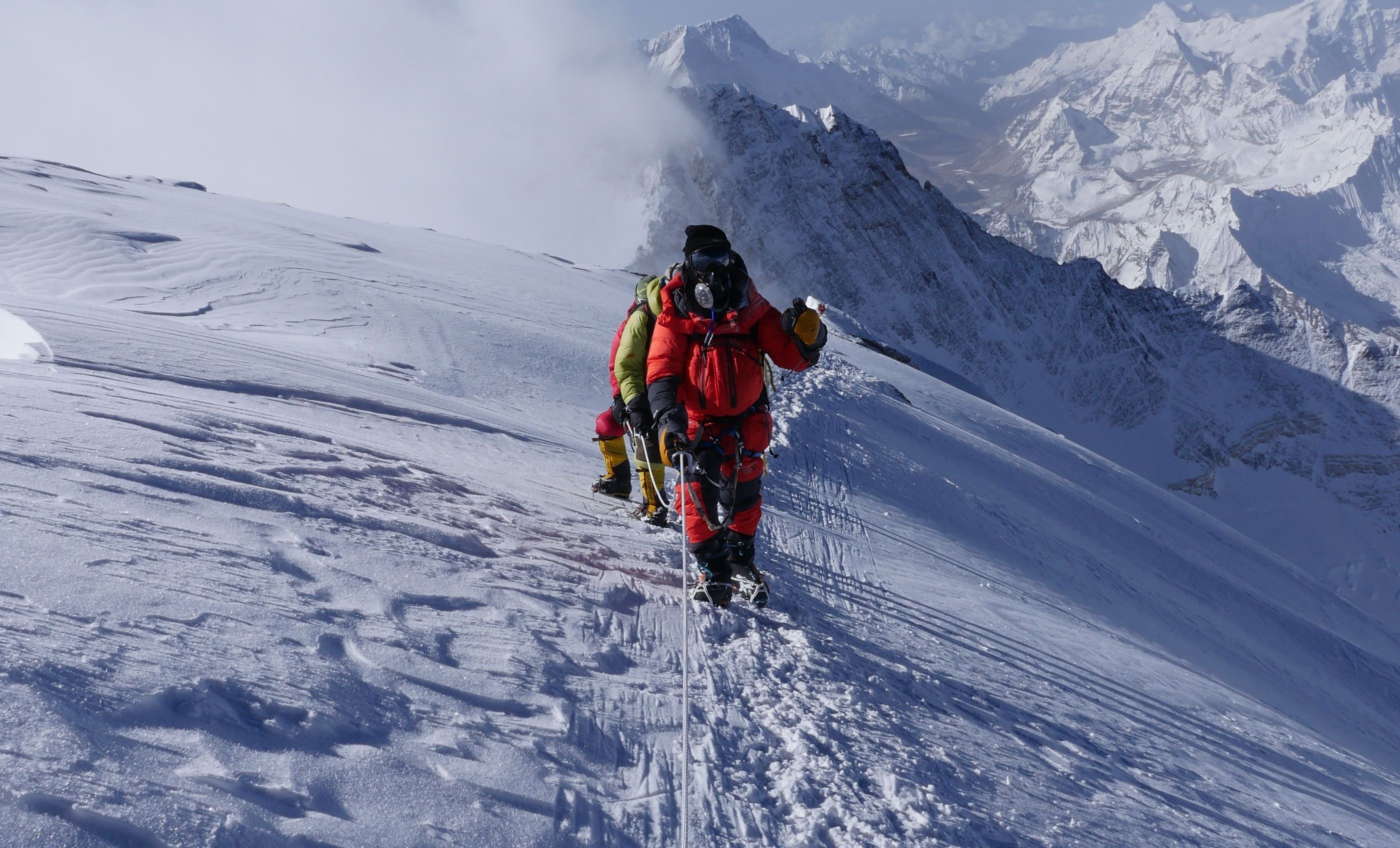 Climber approaching the summit of Mt Everest