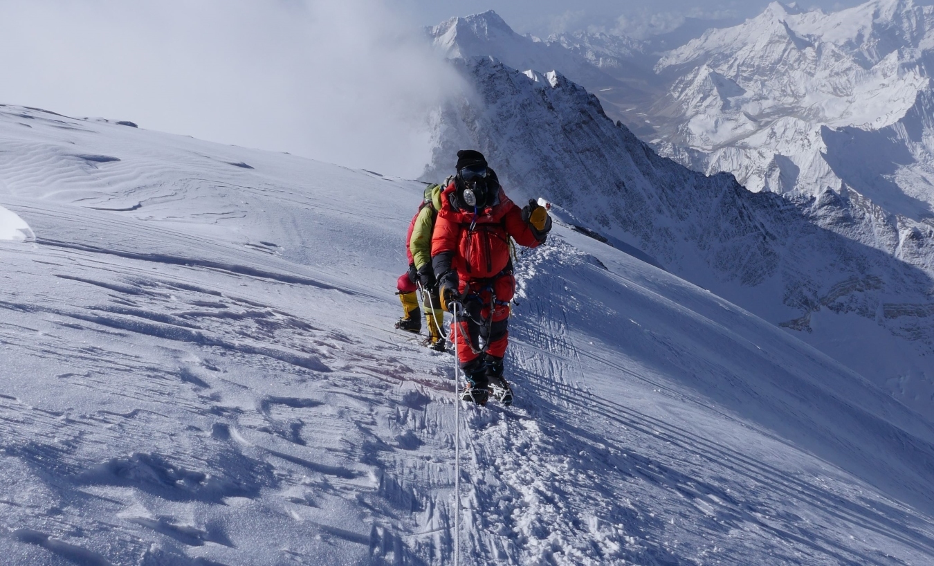 Climber approaching Everest summit