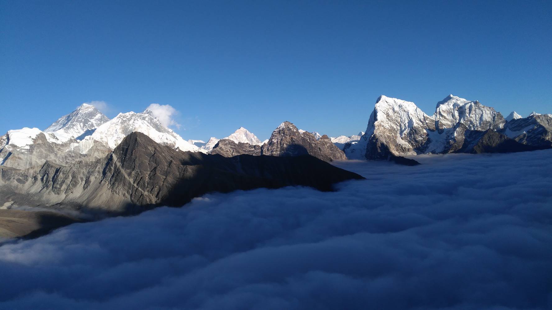 Gokyo Ri views - seeing the biggest peaks in the world above the valley clouds