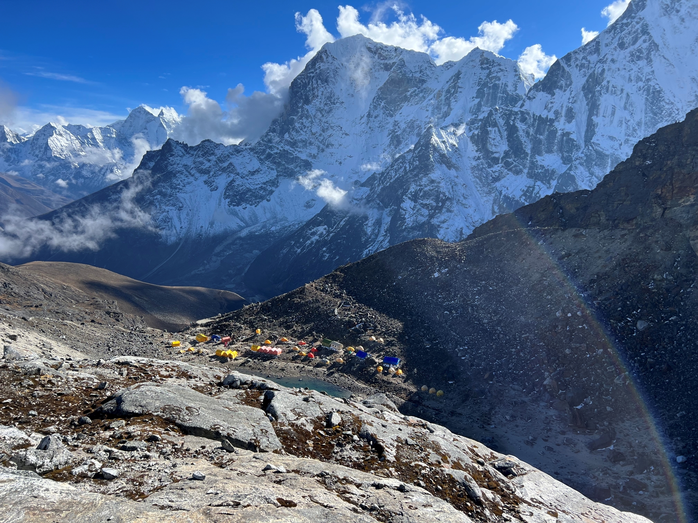 Looking down at Lobuche East High Camp