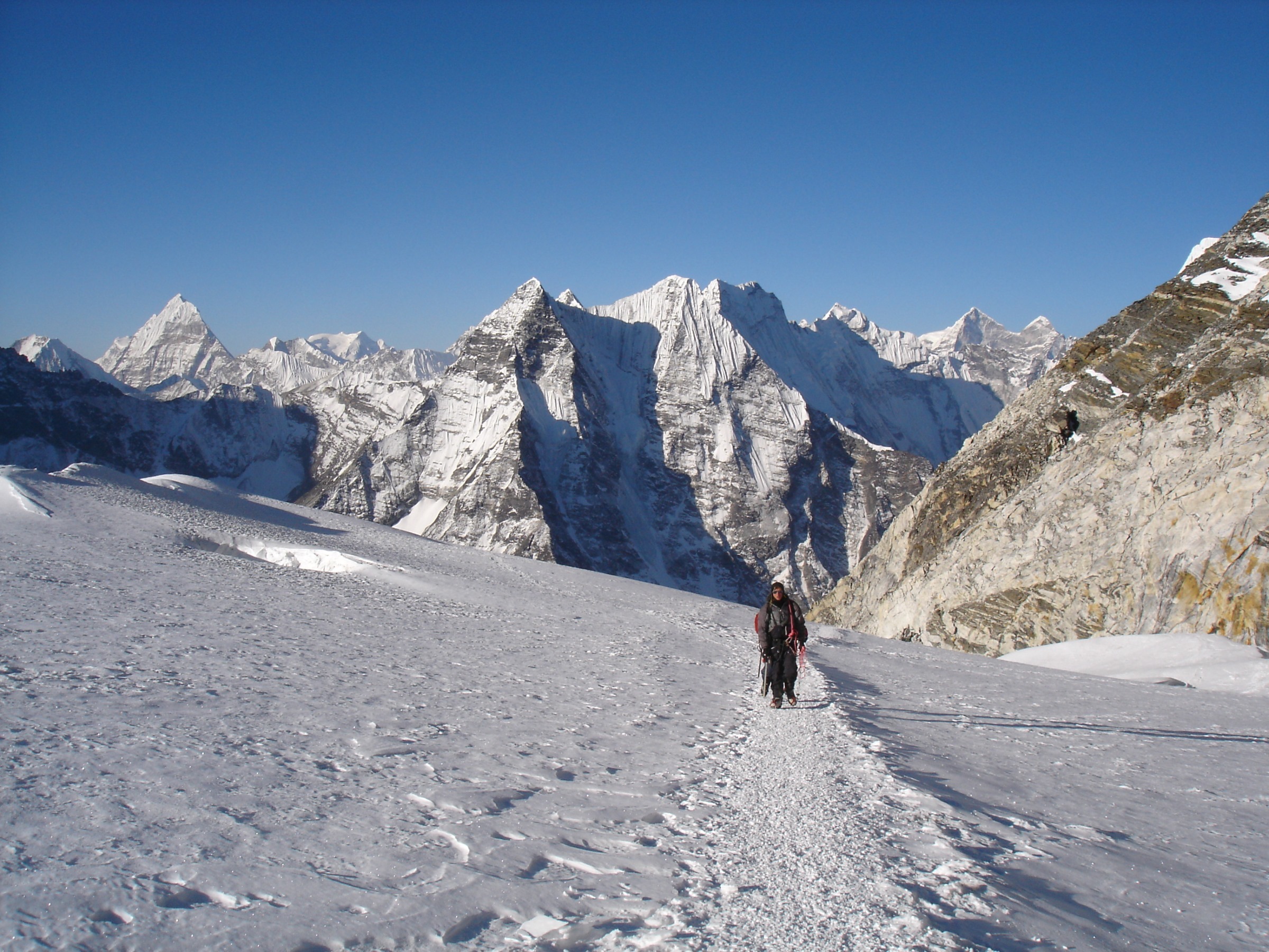 Crossing the glacier on Island Peak summit day