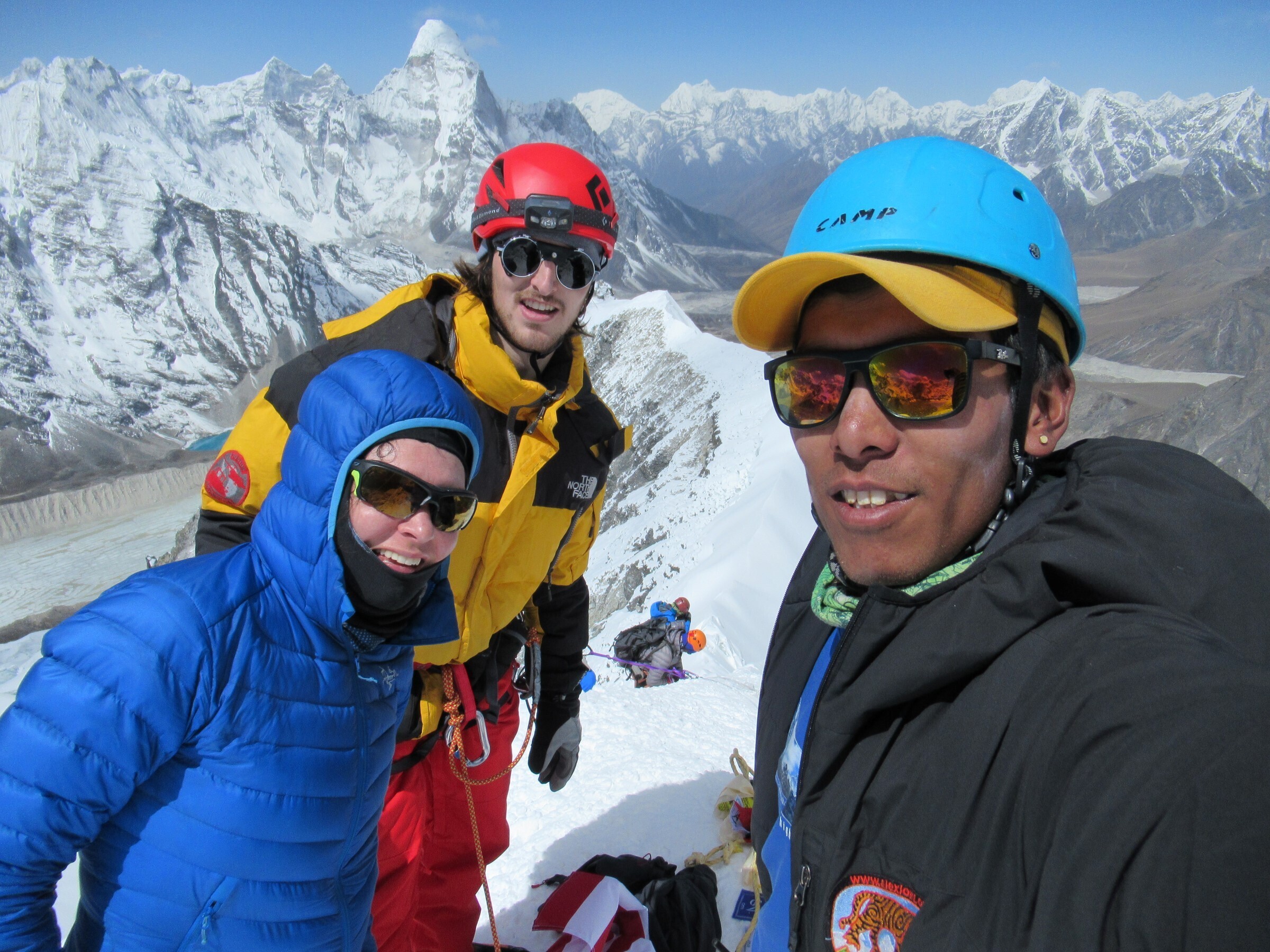 Climbers on the summit of Island Peak