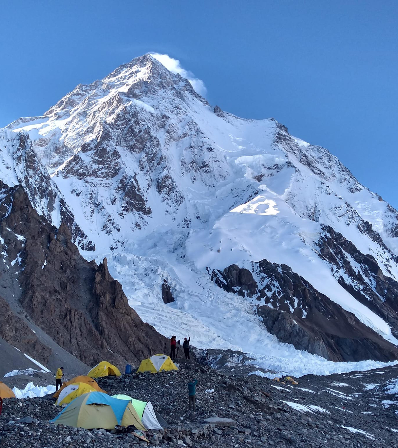 The view of K2 from K2 Base Camp by AC Guide Rob Smith