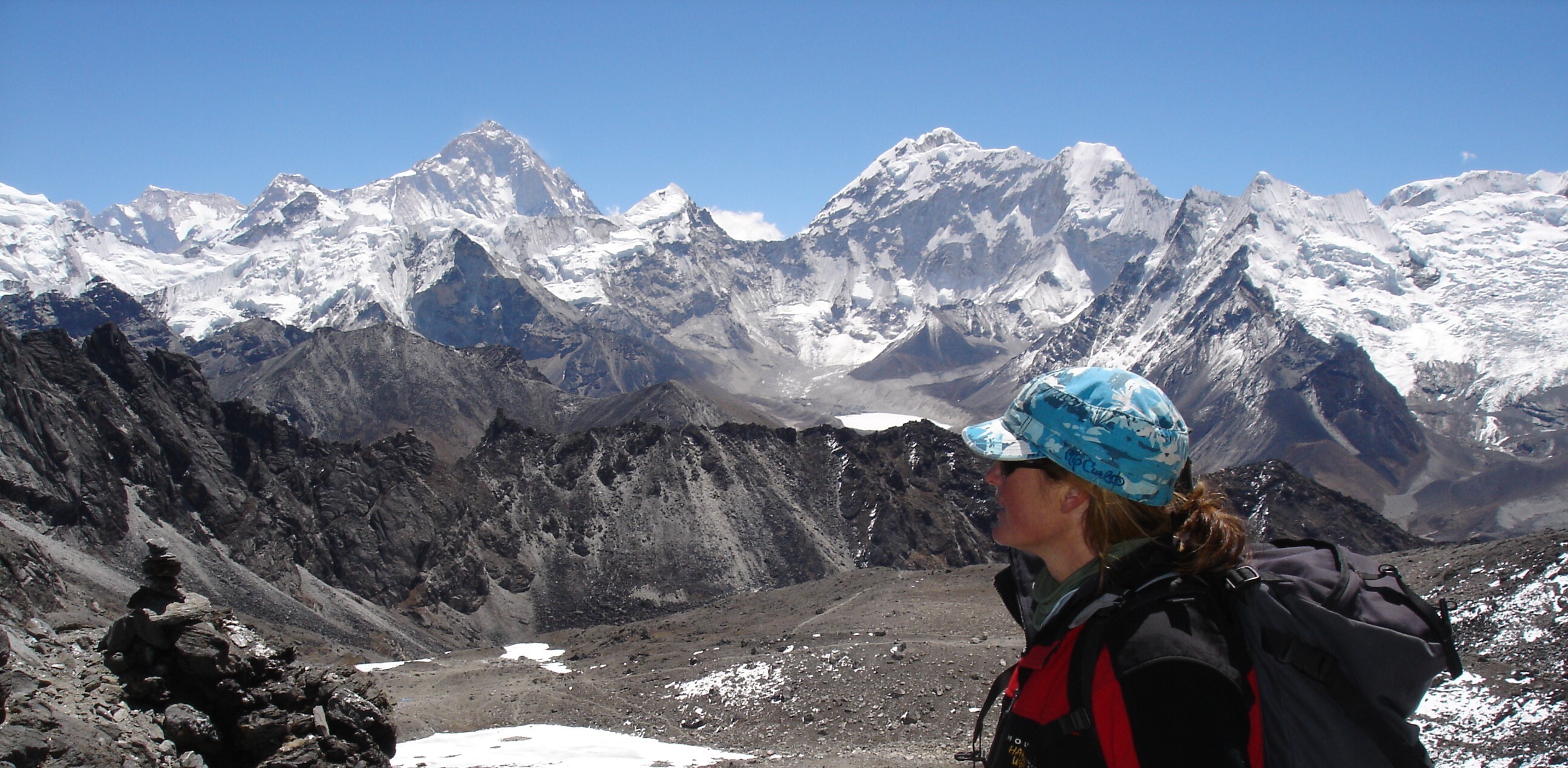 Outstanding views on a clear day to Makalu from the high point on the Kongma La
