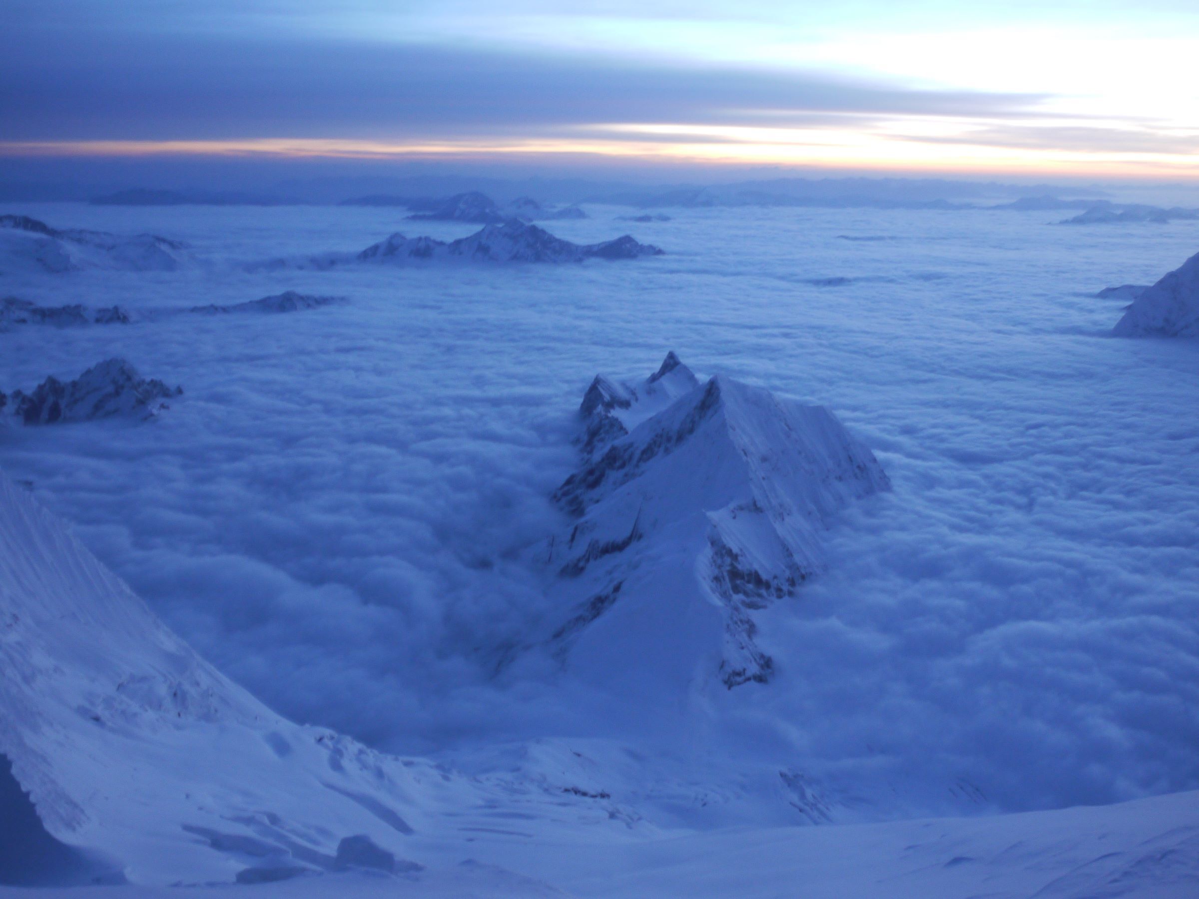 Dawn over the Himalaya from high on Mt Manaslu