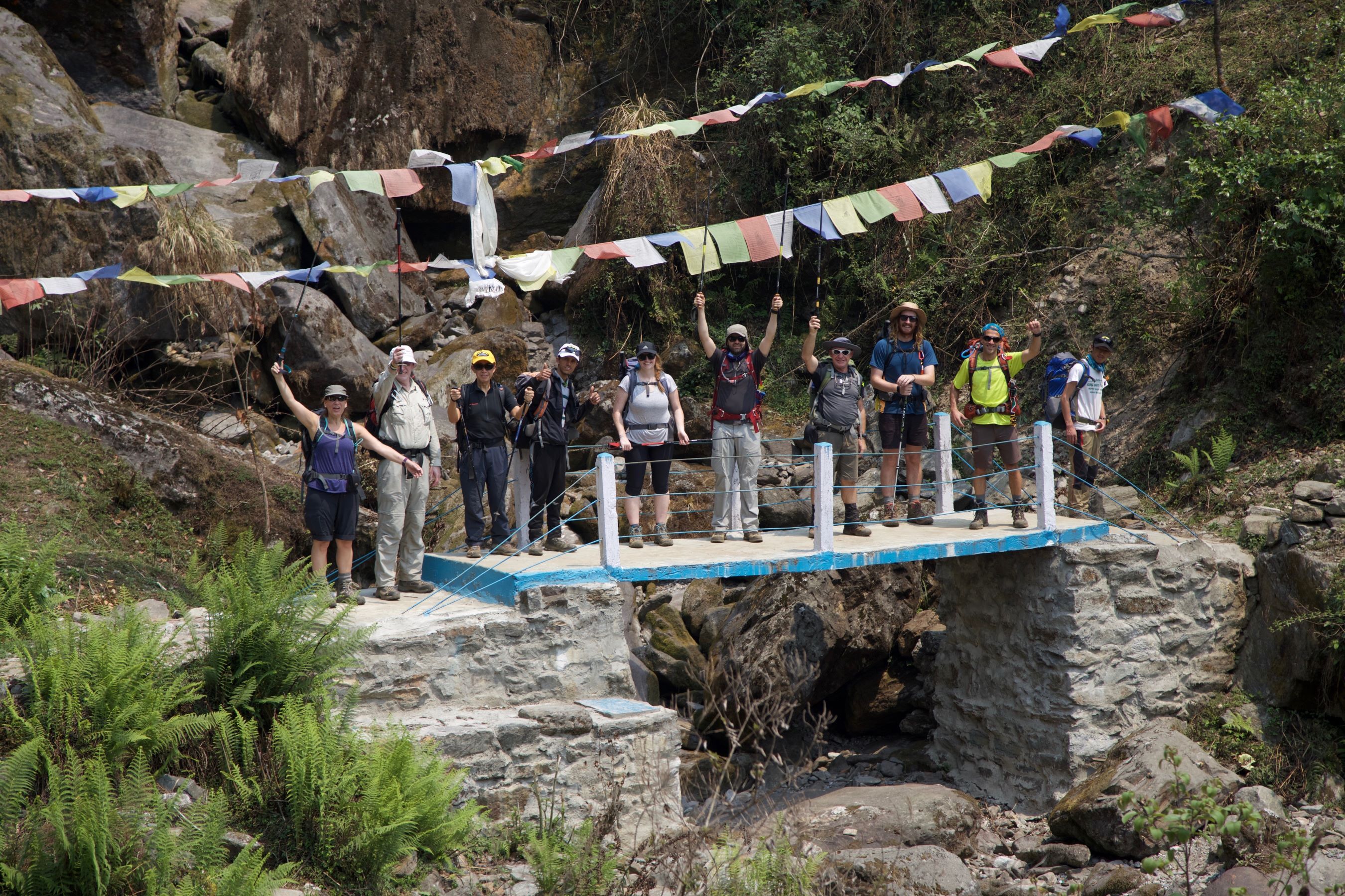 Having fun with your team on the trek to climb Mera Peak