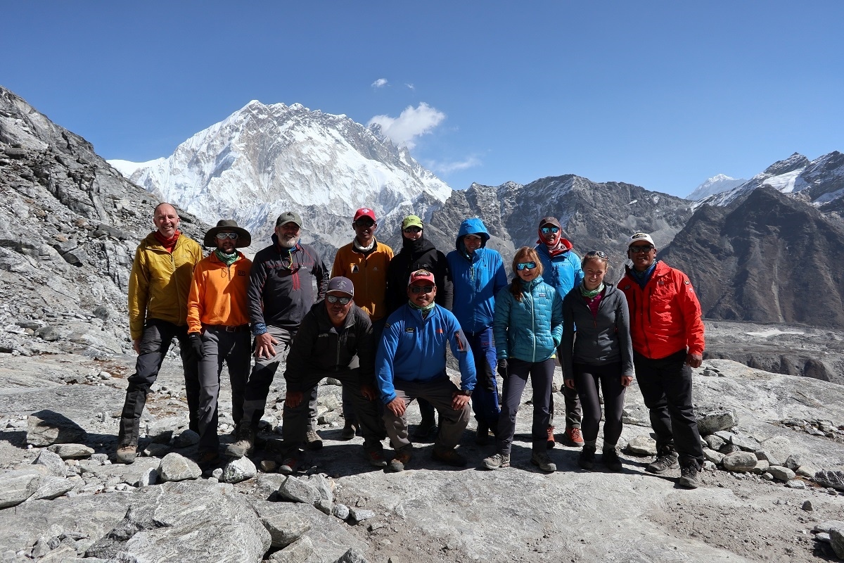All the team members at High Camp on Lobuche