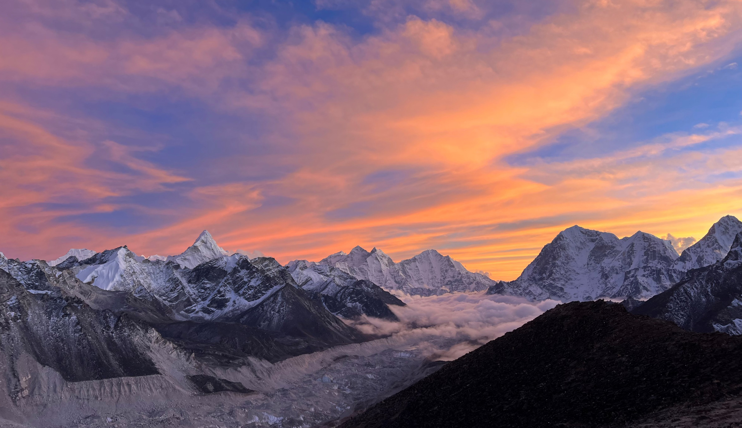 Spectacular sunset in the Khumbu Himalaya