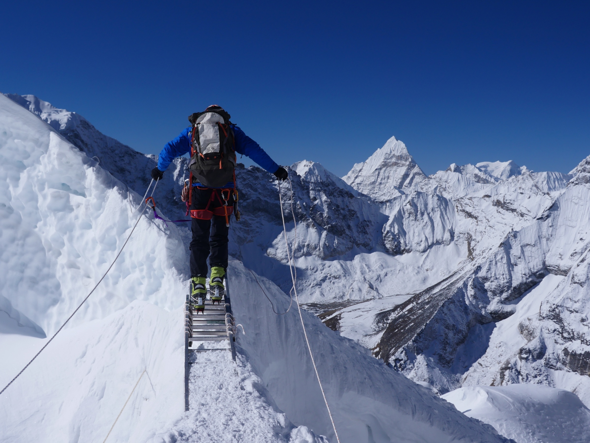 Ladder crossing on Island Peak summit day