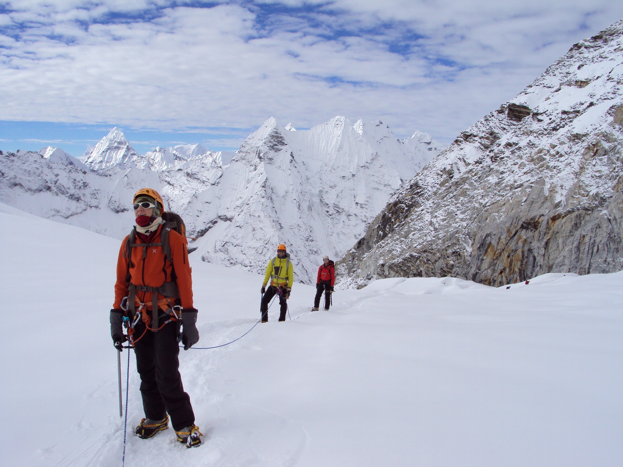 Climbing Island Peak on a beautiful day