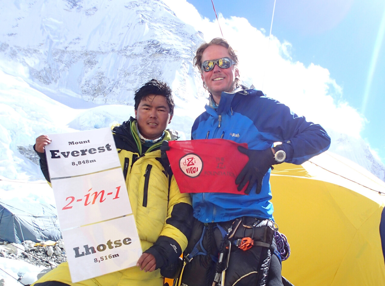 Thomas Stromstedt climbed Everest and Lhotse in 2013 raising money for dZi Foundation.
