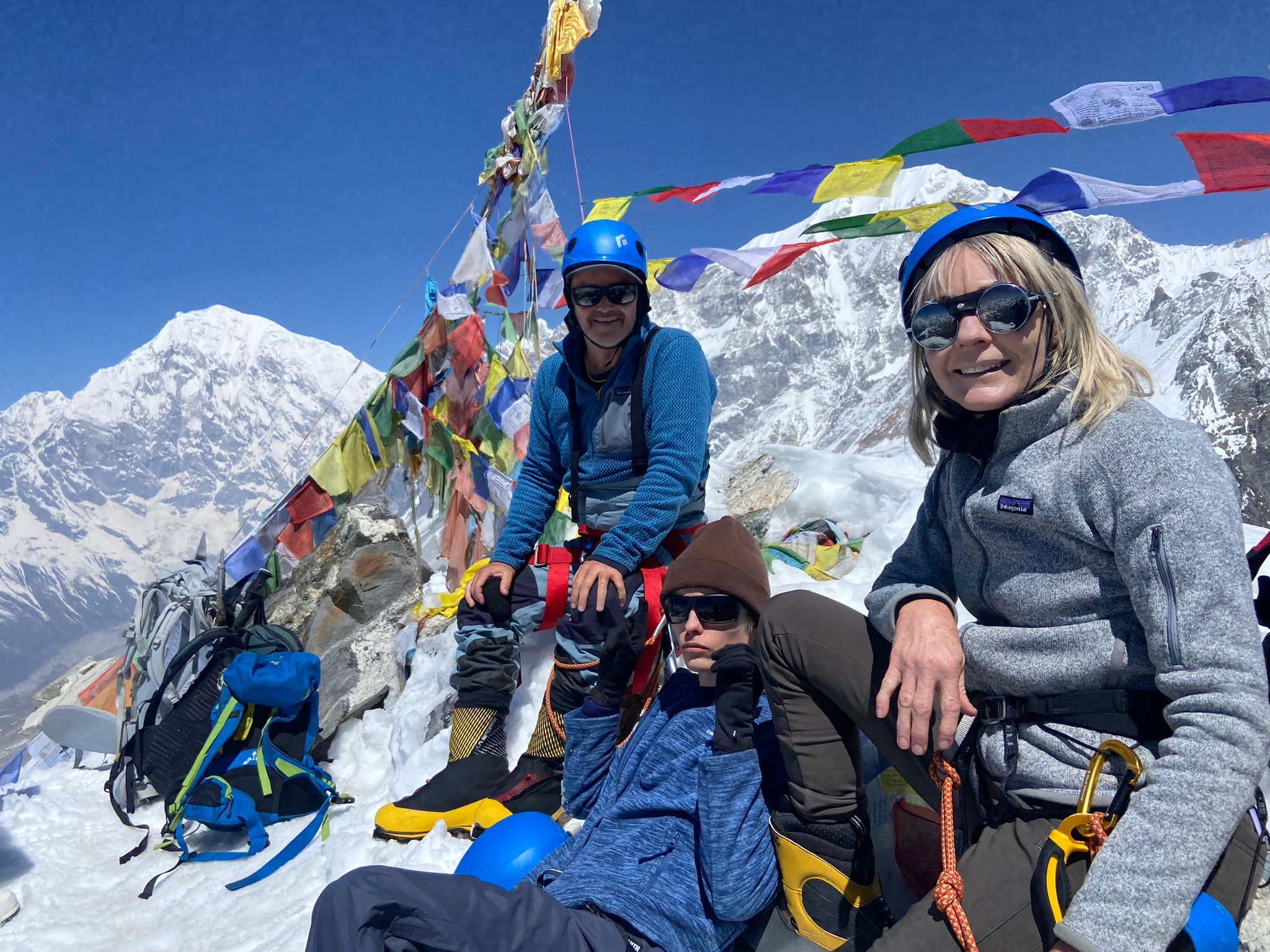 The Richardson Family on the summit of Yala Peak in the Langtang region. Climbed as part of their private cutomised Langtang and Yala Peak Trek.