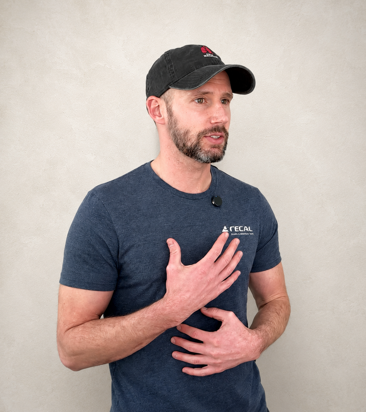 Anthony Lorubbio, founder and head coach of Recal Training demonstrates breathing techniques.