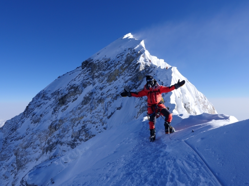 Climber on South Summit of Mount Everest